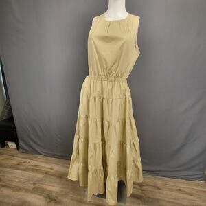 Merci Cream Ruched Mini Dress XS Open Back Ruffle Sleeve Romantic